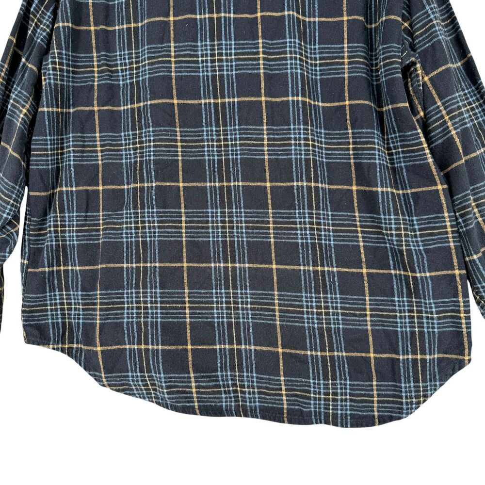 Timberland Button Shirt Men XL Navy Blue Yellow Plaid Cotton Flannel Long Sleeve - Picture 9 of 10